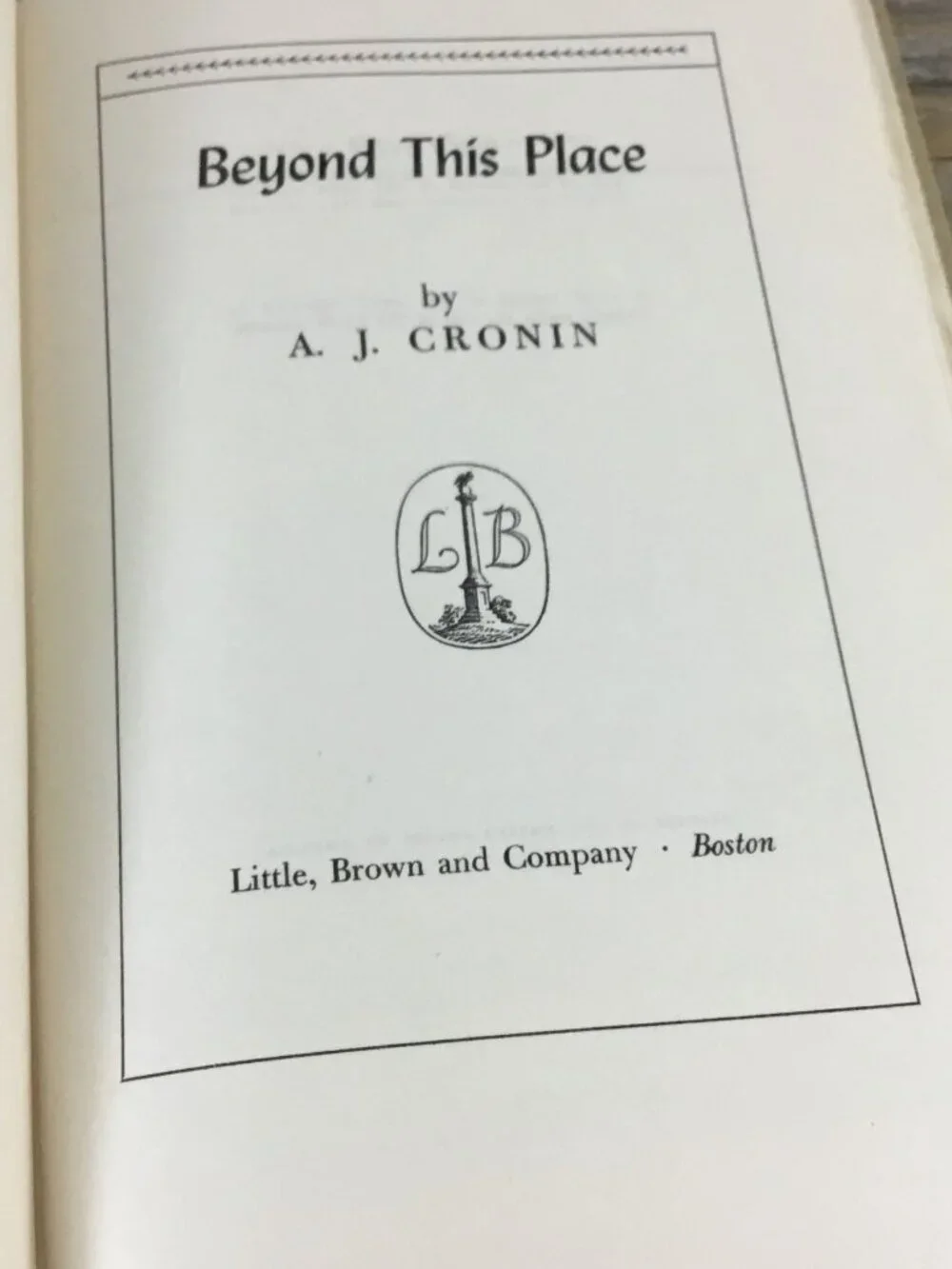 Vintage Beyond This Place Hardcover, 1953 A.J. Cronin Classic